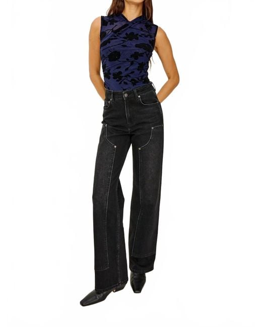 Rails Women's Blue Lauris Velvet-Flocked Top