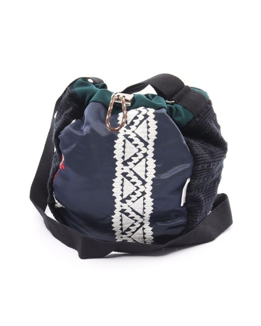 Sacai Blue Zantan Shoulder Bag Eco Bag Fabric Navy Color Purse 2way