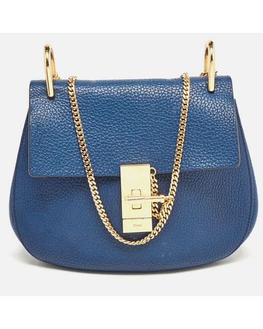 Chloé Blue Leather Medium Drew Shoulder Bag