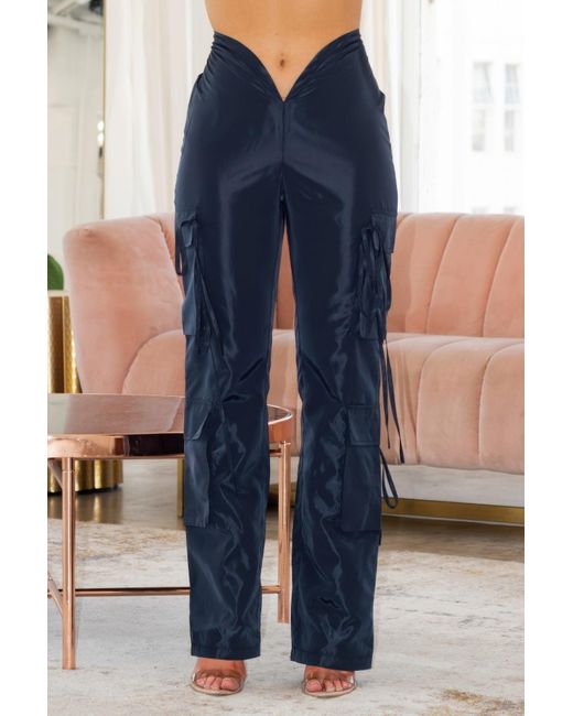 TRUEDAMES Blue V Cut Cargo Pants