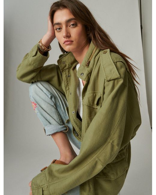 Lucky Brand Green Four Pocket Military Jacket