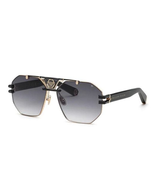 Philipp Plein Men's Metallic Sunglasses Aviator Full Rim, Frame And Gradient Lens
