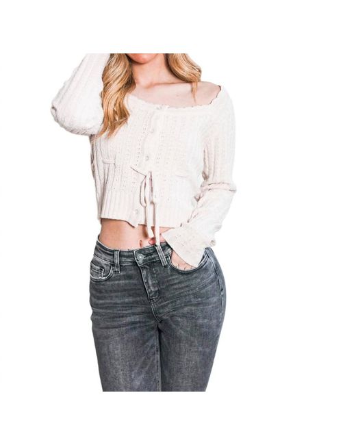 Lush White Casual Cropped Knit Top Sweater