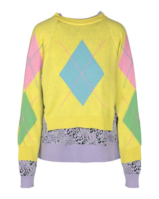 Versace Yellow Patterned Twofer Sweater