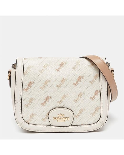 COACH Natural Horse Carriage Print Coated Canvas And Leather Crossbody Bag