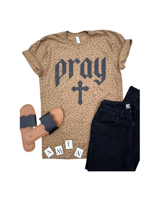 White Label Brown Leopard Pray Tee