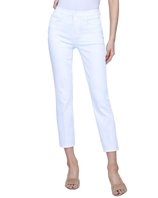 L'Agence White Alexia High-Rise Crop Cigarette Jean