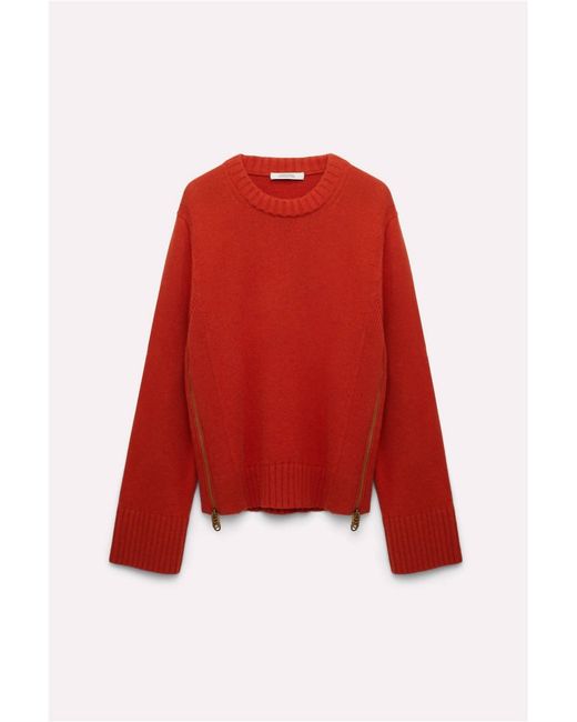 Dorothee Schumacher Red Modern Statement Sweater With Side Zippers