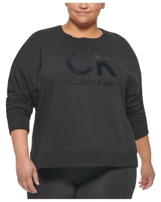 Calvin Klein Black Plus Cotton Blend Logo Sweatshirt