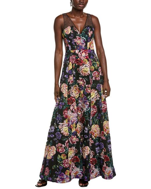 Marchesa Multicolor Jacquard Gown