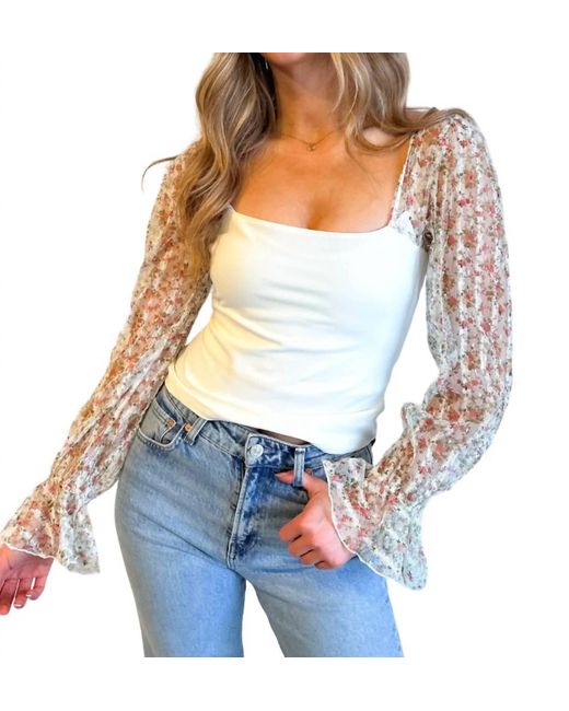 Free People White Gimme Butterflies Long Sleeve Top