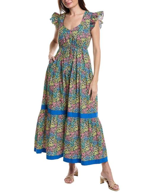 Garrie B Blue Drawstring Maxi Dress