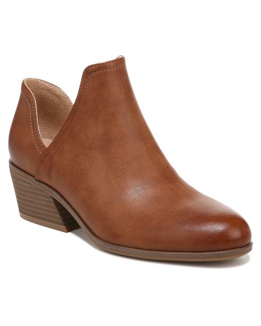 Dr. Scholls Brown Lucille Round Toe Slip On Ankle Boots
