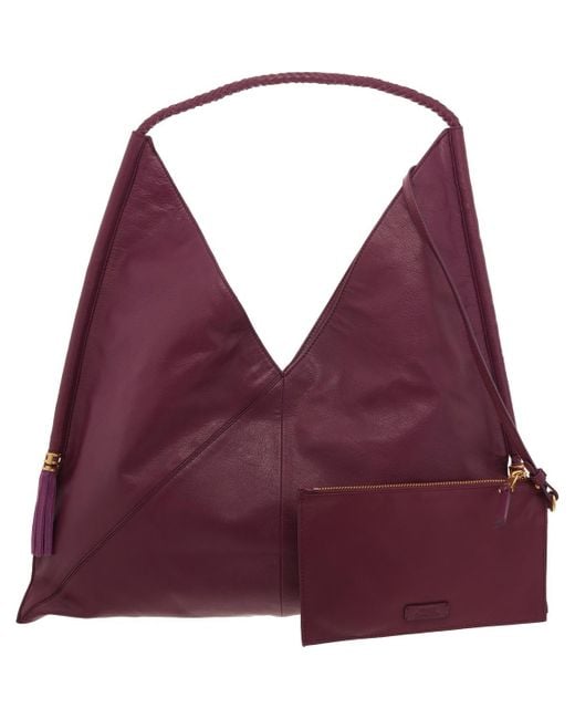 Vince Camuto Purple Liann Tassel Leather Hobo Handbag