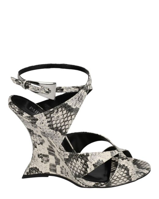 Paris Texas Python Print Laila Wedge Sandals in Metallic | Lyst