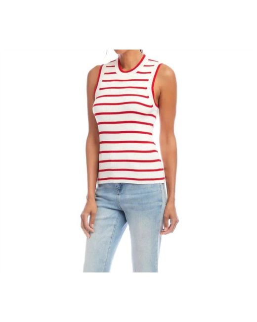 Karen Kane Blue Stripe Ribbed Sweater Tank