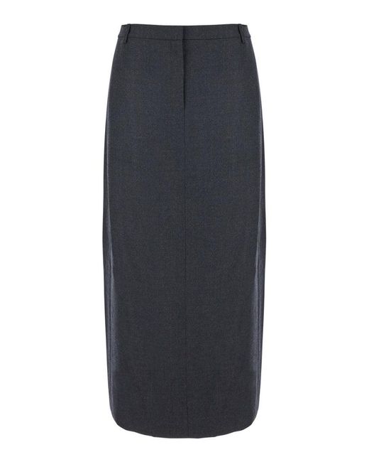 Theory Gray High-Waisted Midi Skirt