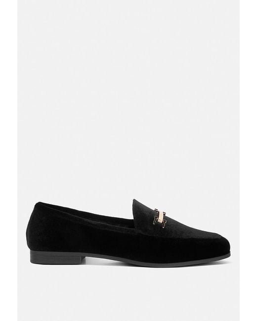 LONDON RAG Black Evelio Horsebit Embellished Velvet Loafers