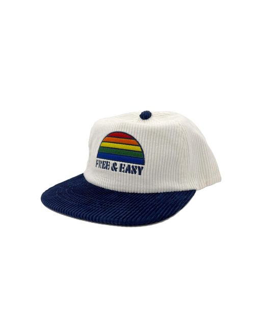 Free & Easy Blue Rainbow Two Tone Fat Corduroy Snapback Hat for men