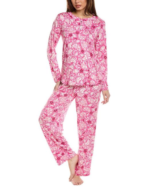 Ellen Tracy Pink 2Pc Top & Pant Pajama Set