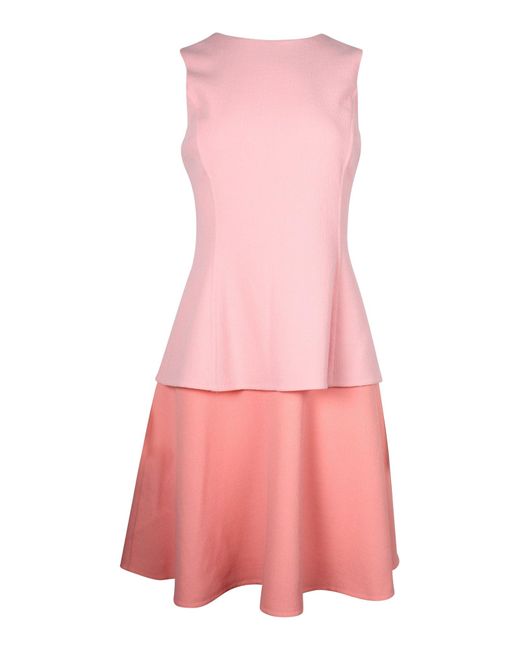 Oscar de la Renta Pink Color-Block Tiered Dress
