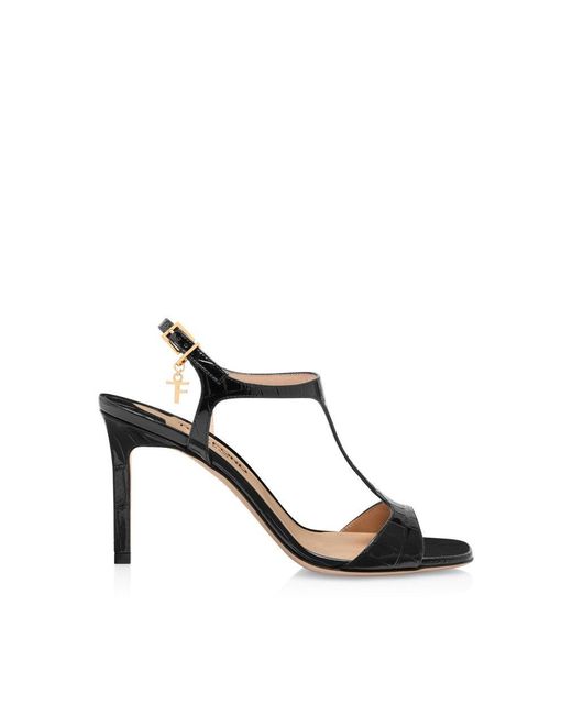 Tom Ford Black Angelina 85 Sandal Stamped Cro