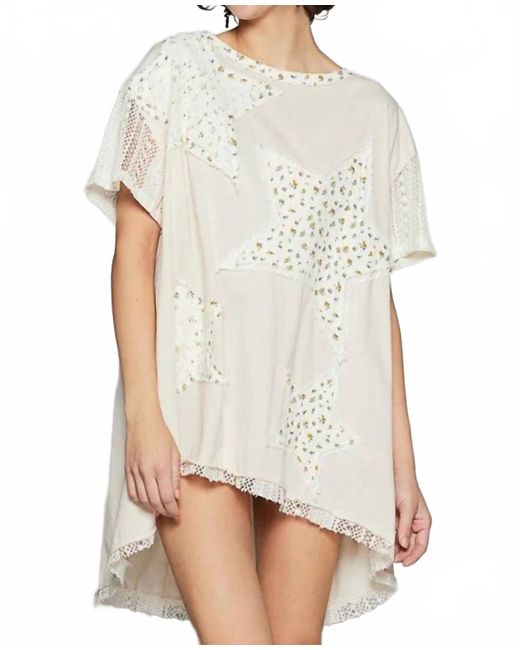 Pol White Star High Low Shirt Dress