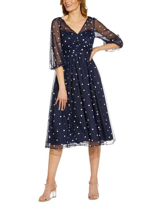 Adrianna Papell Blue Slouchy Midi Cocktail And Party Dress