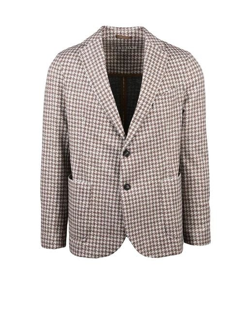 Circolo 1901 Gray Rounded Houndstooth Cotton Stretch Jacket for men