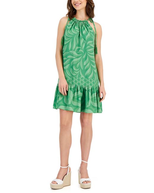 Taylor Green Tassel Polyester Halter Dress