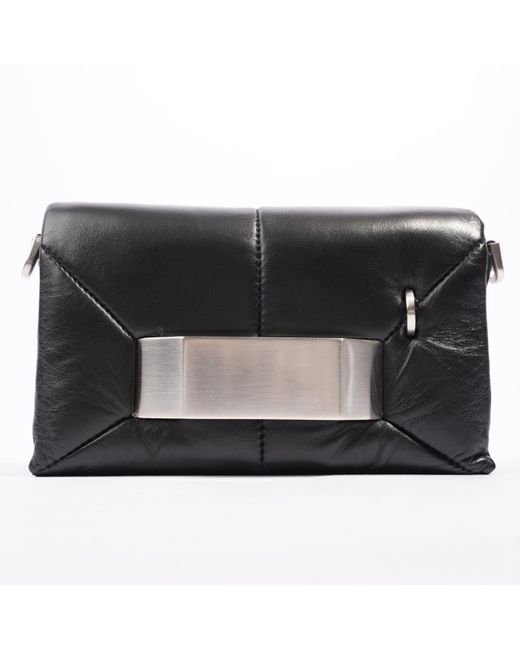 Rick Owens Black Griffin Quilted Clutch Leather