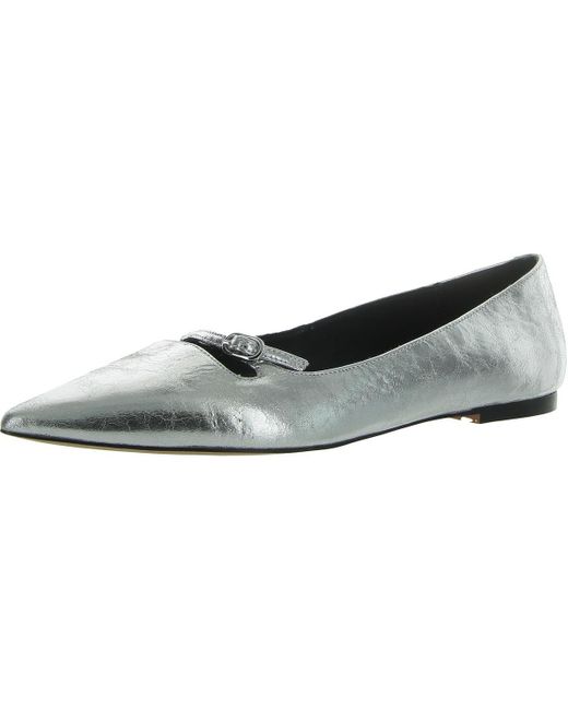 Steve Madden Gray Leather Pointed Toe Ballet Flats