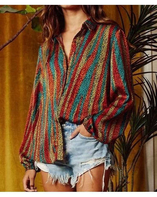 Bucketlist Multicolor Melanie Leopard Print Blouse