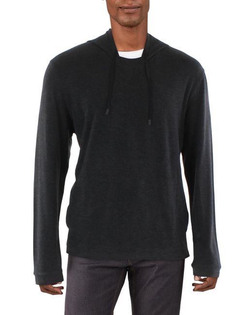 Kenneth Cole Black Solid Drawstring Hoodie for men
