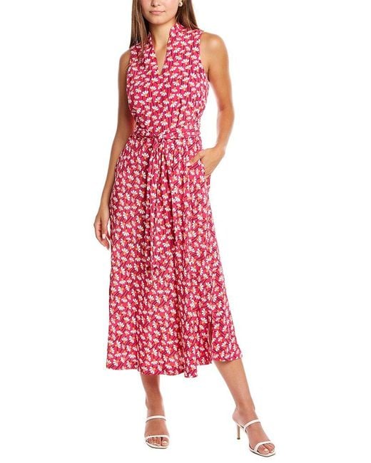 Anne Klein Sleeveless Printed Midi Dress in Pink Lyst