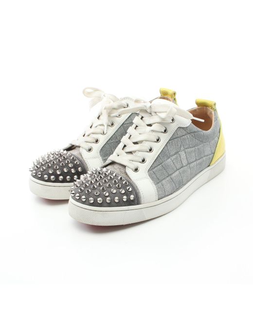 Christian Louboutin Metallic Sneakers Leather Suede Silver Multicolor