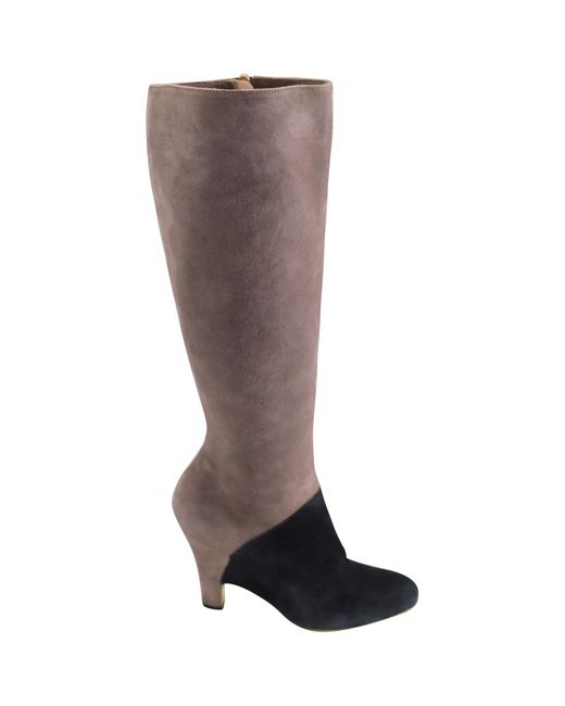 Ferragamo Brown Two Tone Knee High Boots