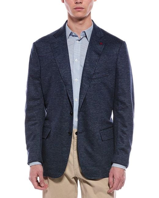 Isaia Blue Linen Jacket for men