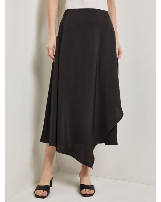 Misook Black Asymmetrical Charmeuse Maxi Skirt