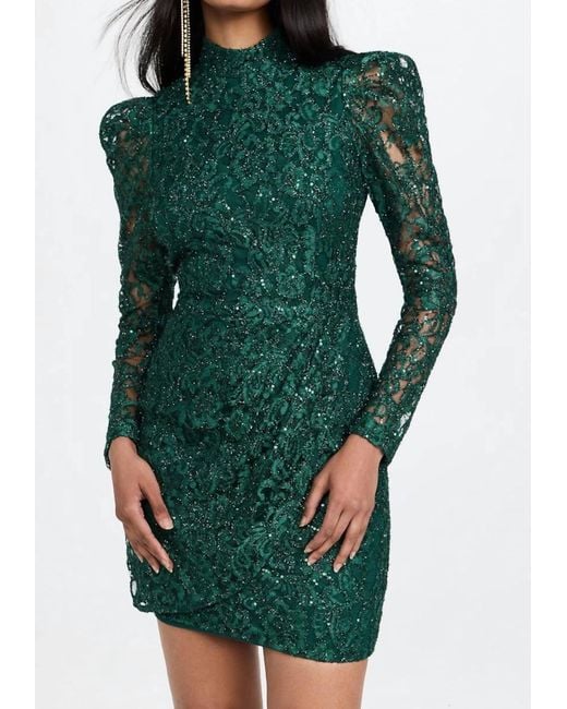 Black Halo Santorini Lace Sequin Long Sleeve Mini Dress in Green | Lyst Black Halo Santorini Lace Sequin Long Sleeve Mini Dress in Green | Lyst