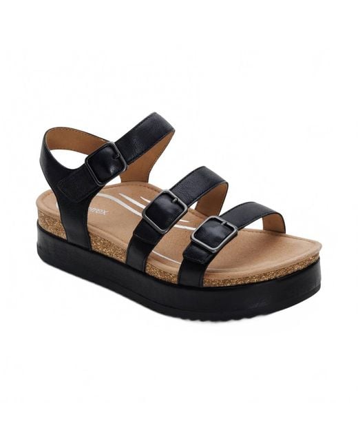 Aetrex Black Aria Arch Support Platform Sandal