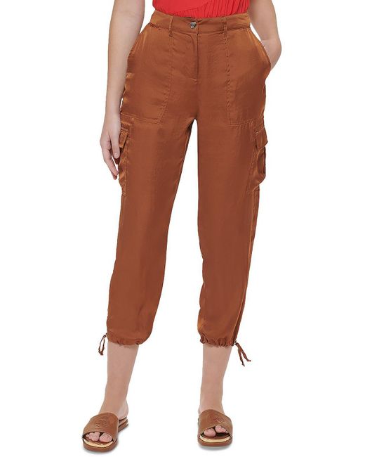 DKNY Textured Utility Cargo Pants in Brown | Lyst