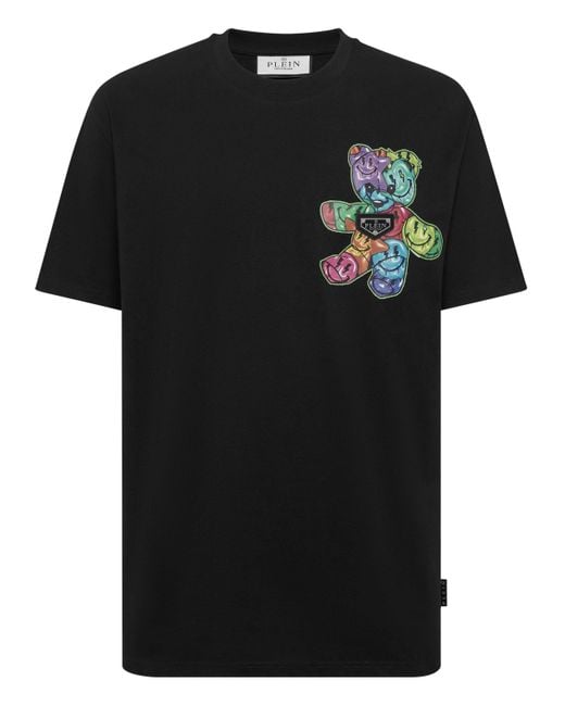 Philipp Plein Black Round Neck T-Shirt Teddy Balloon for men