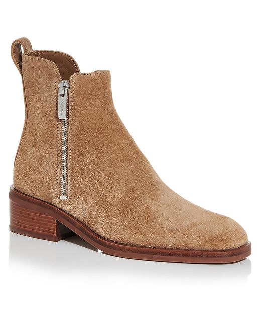 3.1 Phillip Lim Brown Alexa - 40mm Boot Suede Stacked Heel Ankle Boots