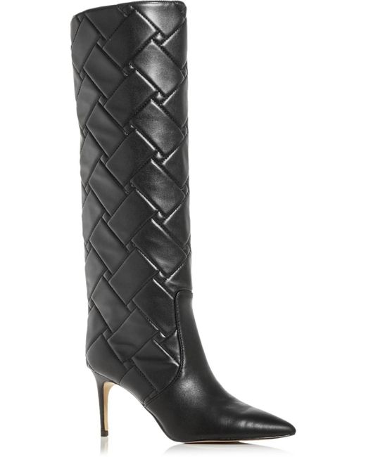 Kurt Geiger Black Bickley Leather Quilted Knee-high Boots
