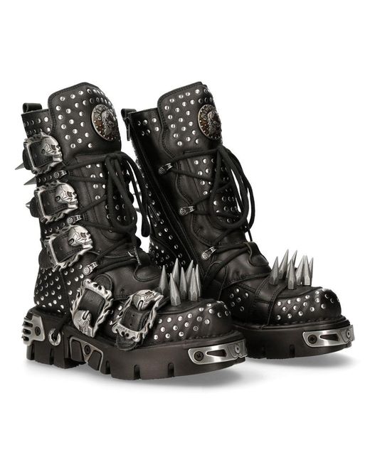 Punk Rocker Boots Men New Rock 1535-S1 Punk High Boots With Metal Spikes in Black for Men | Lyst