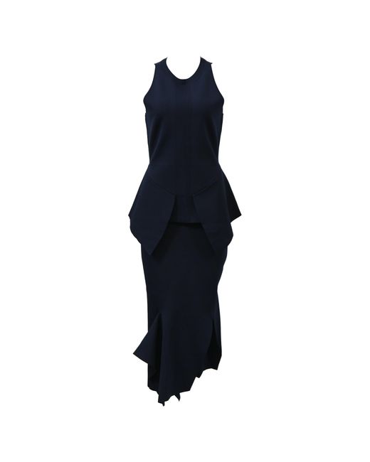 Roland Mouret Blue Sleeveless Top And Midi Skirt Set