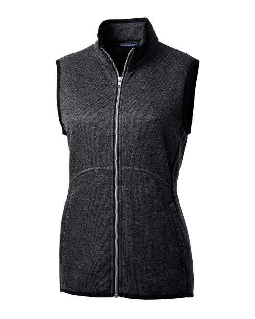Cutter & Buck Black Mainsail Basic Sweater-Knit Full Zip Vest