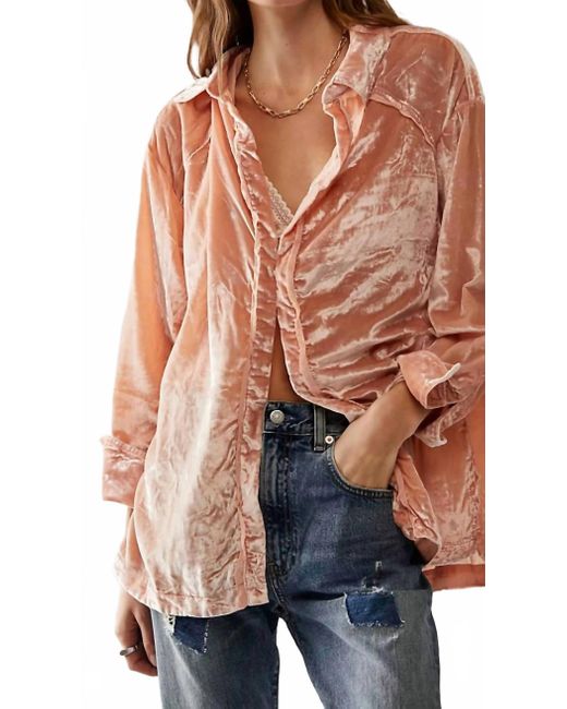 Free People Multicolor Marianne Velvet Long Sleeve Shirt