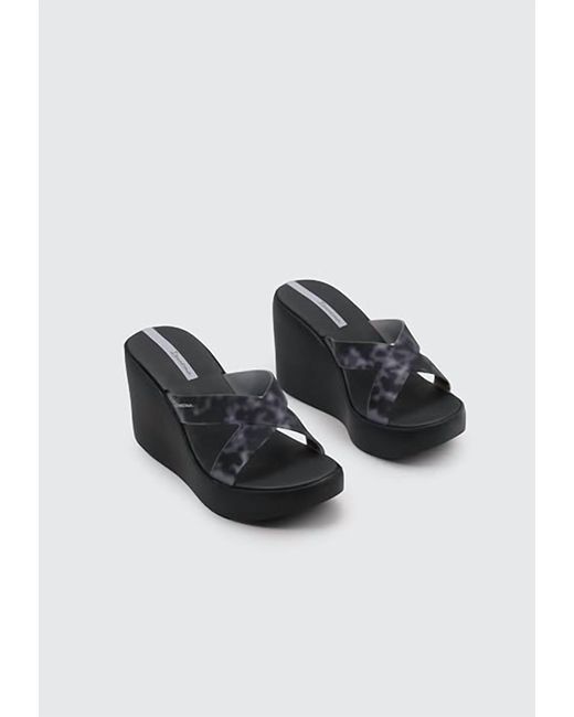 Ipanema Black Lofty Leopard Wedge Sandal
